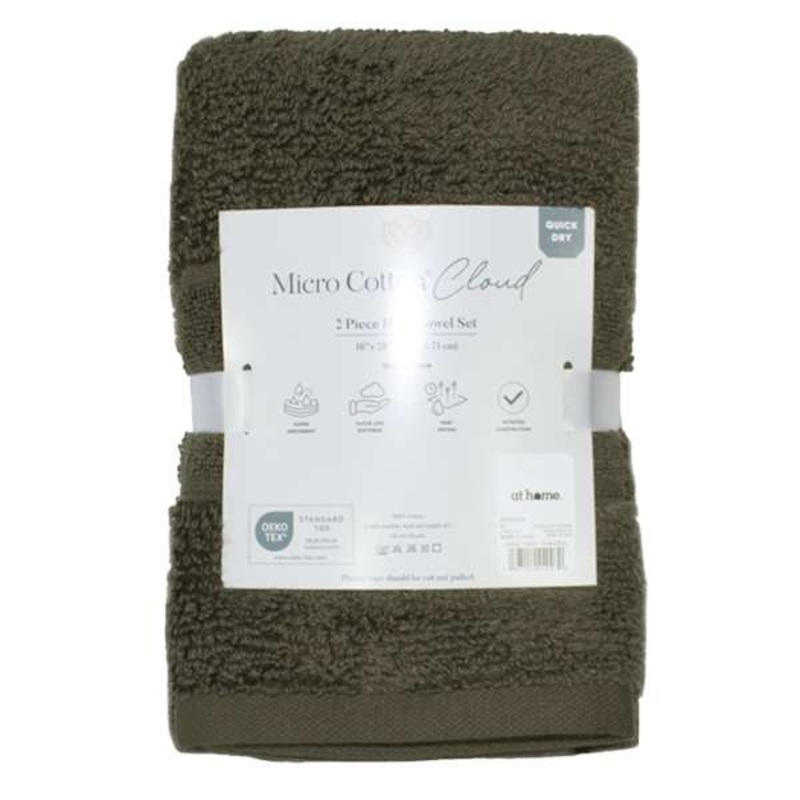 2-Pack Dark Olive Cloud Hand Towel Set