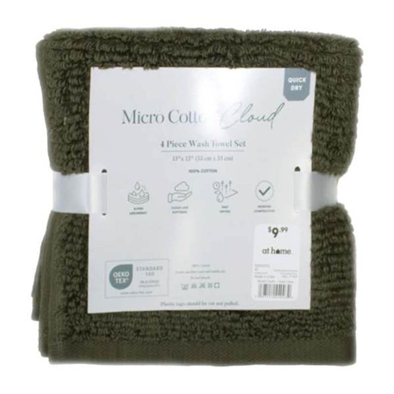 4-Pack Dark Olive Cloud Washcloth Set