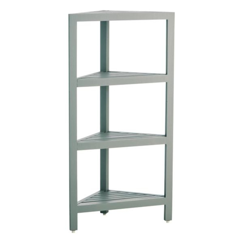 4-Tier Grey Wood Corner Storage Stand