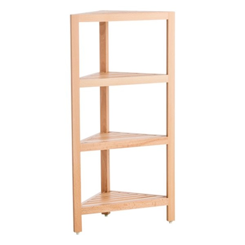 4-Tier Natural Wood Corner Shelf Stand
