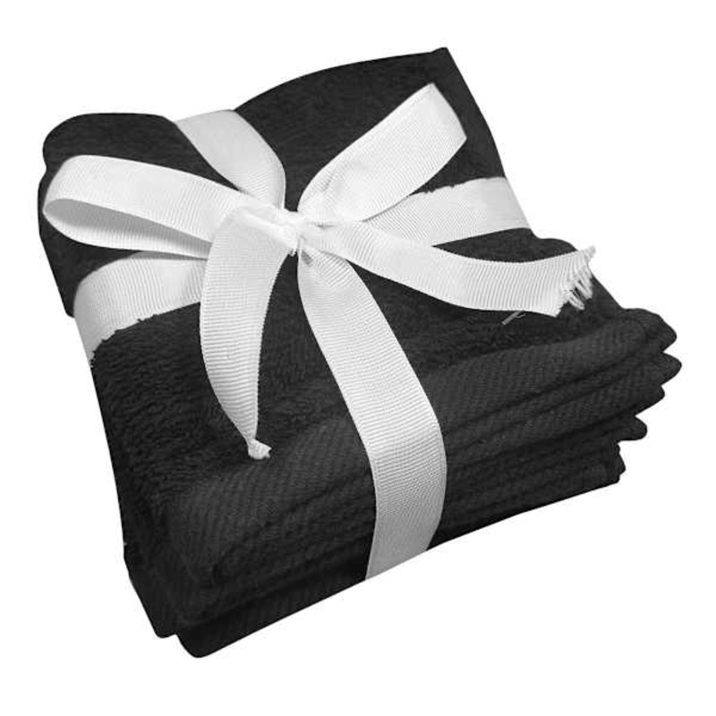 6-Pack Black Cotton Washcloths, 12″