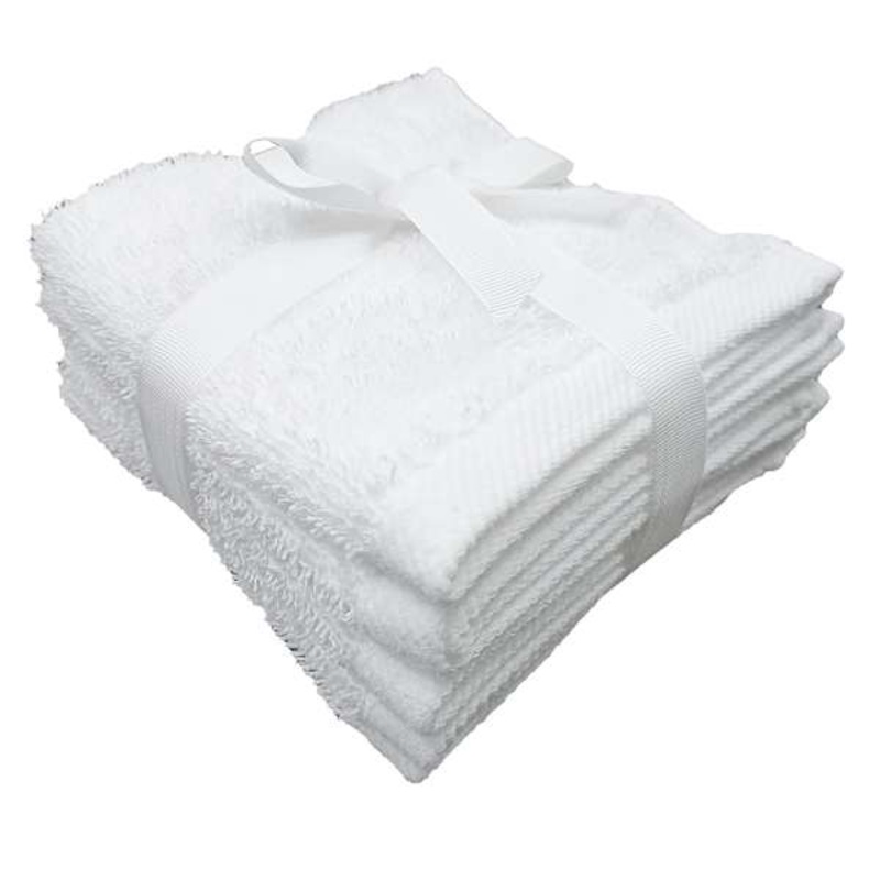 6-Pack White Cotton Washcloths, 12″