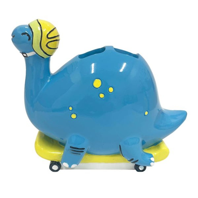 Tiny Dreamers Dinoskater Blue Dino Toothbrush Holder, 7″