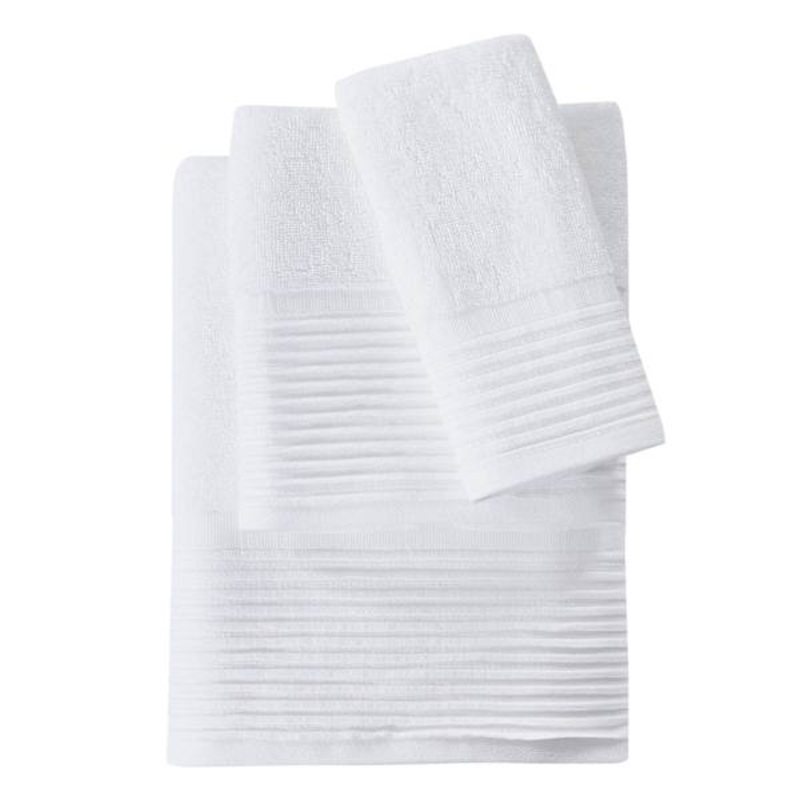 White Pleated Trim Cotton Hand Towel, 16×26