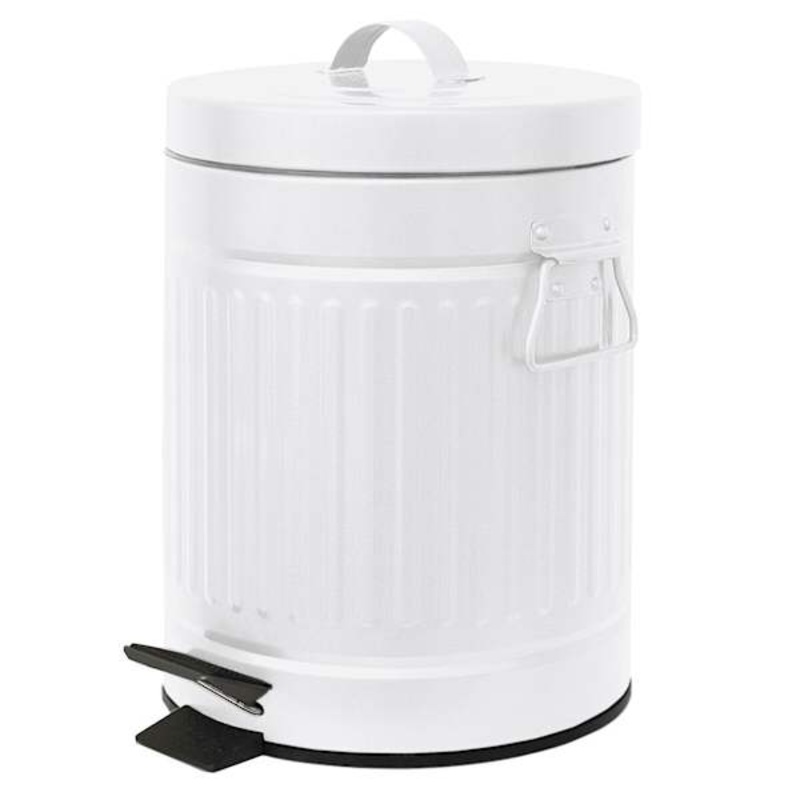 Retro White Step Trash Can, 3l