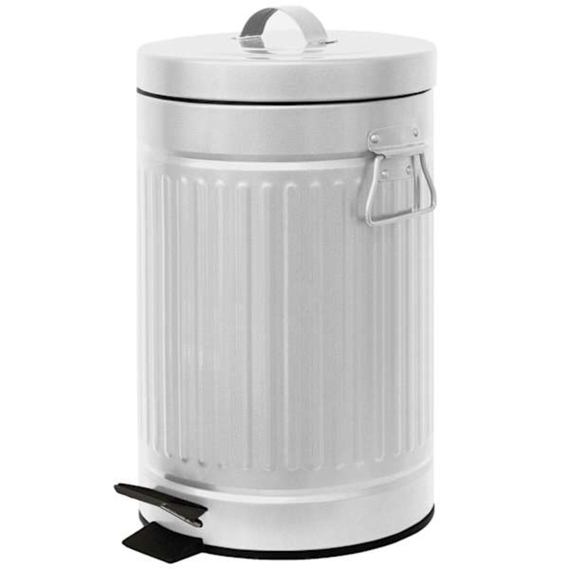 Retro White Step Wastebasket, 12l