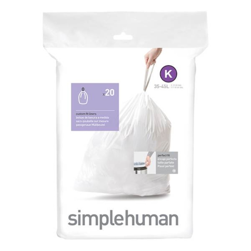 SimpleHuman 20-Pack Custom Fit Trash Can Liners, Code K
