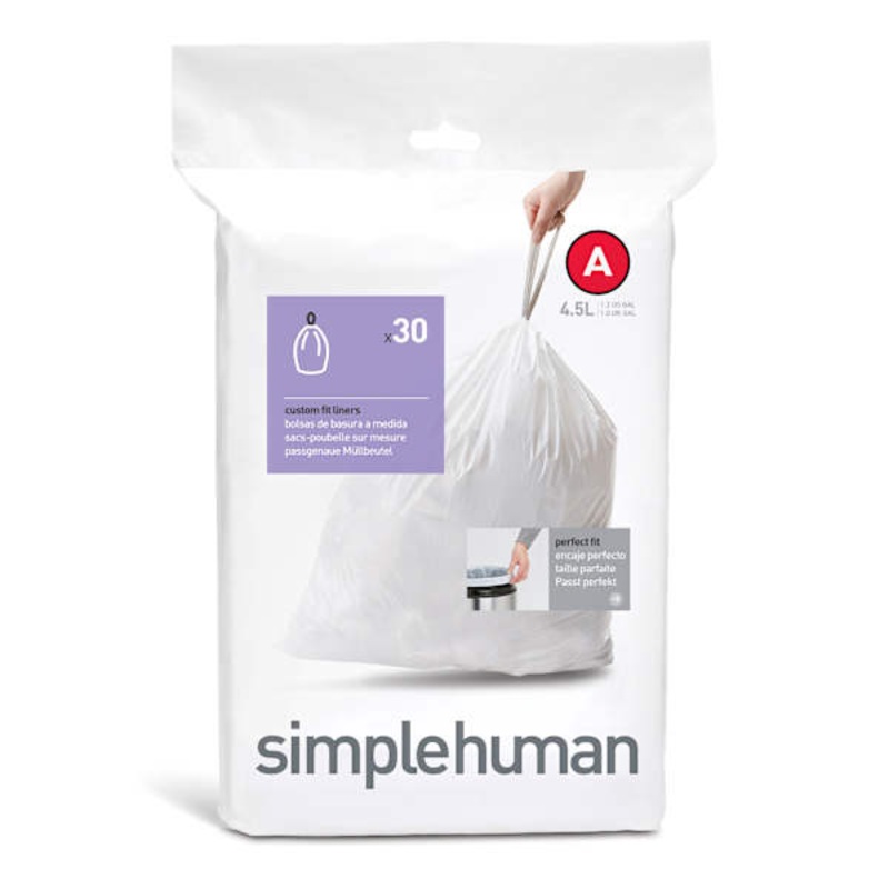 SimpleHuman 30-Pack Custom Fit Trash Can Liners, Code A