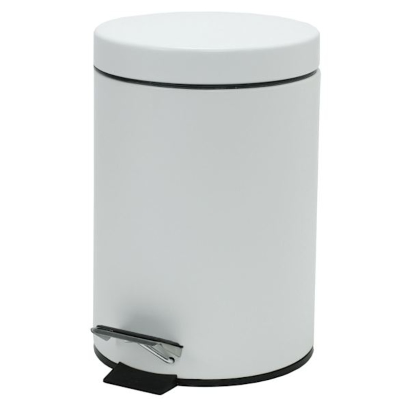 White Metal Retro Step Trash Can, 3l