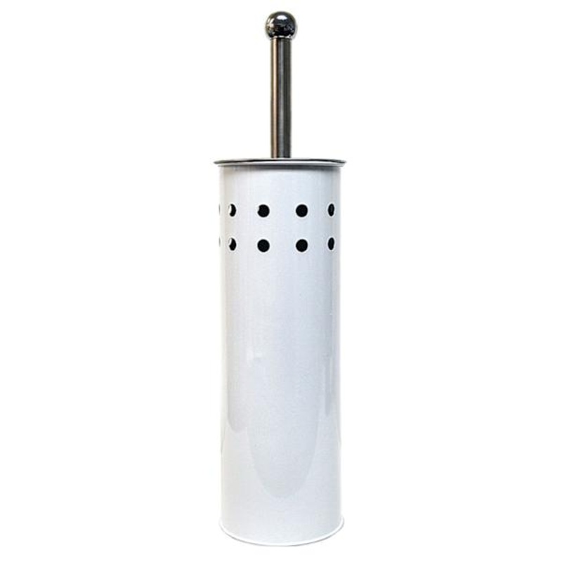 White Metal Toilet Bowl Brush with Hole Details