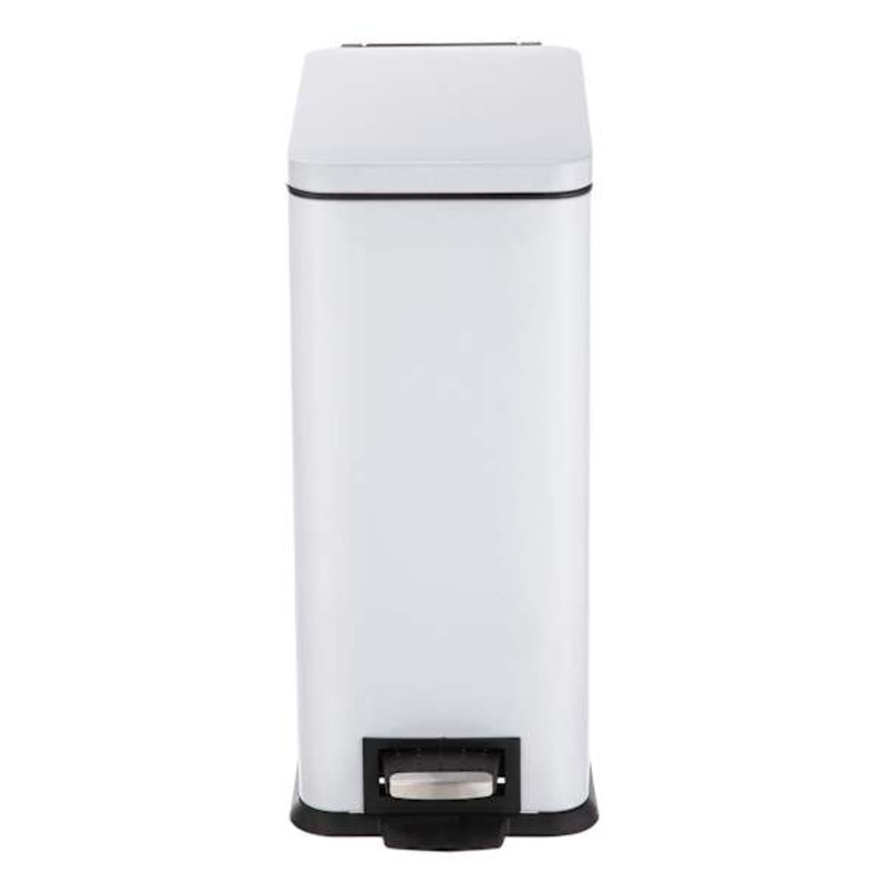 White Rectangle Pedal Trash Can, 9.7l