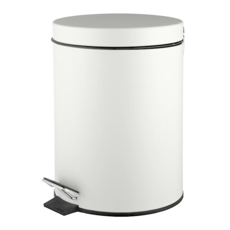 White Round Step Trash Can, 3l