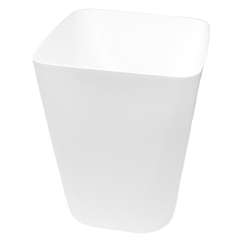White Square Rim Wastebasket, 11.8″