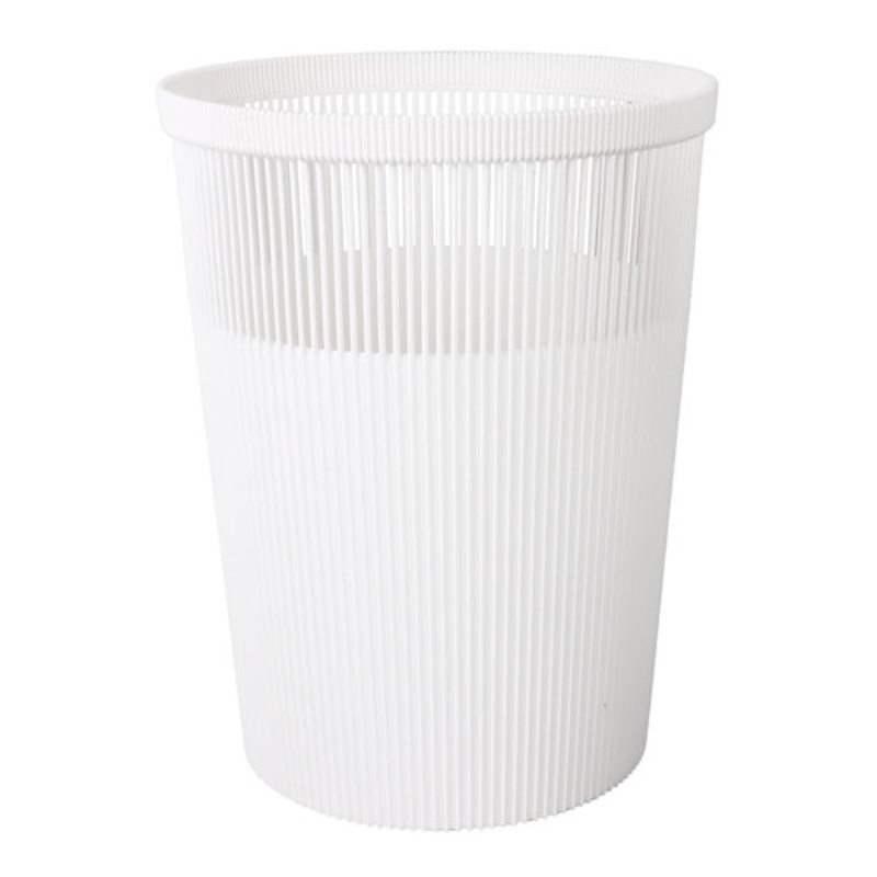 White Textured Striped Trash Bin, 11.5l