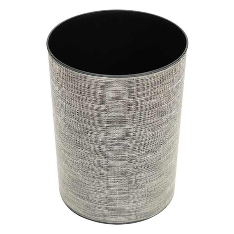 Winslow Black & Grey Stitched Round Trash Bin, 10l