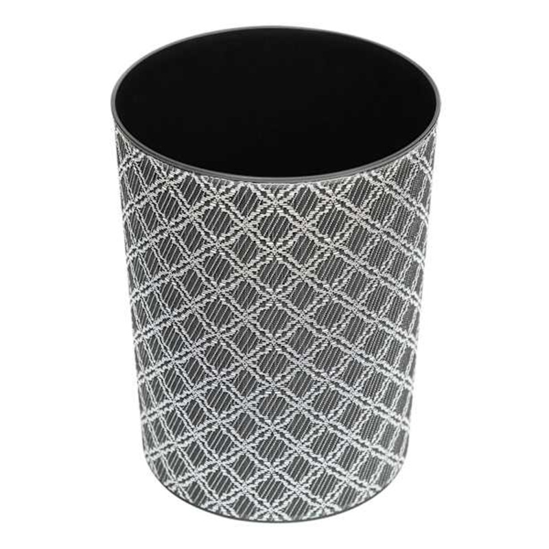 Winslow Black Quatrefoil Round Trash Bin, 10l