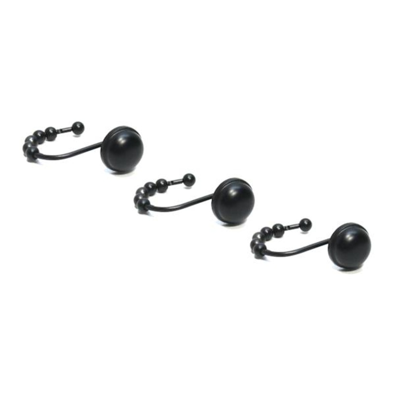 12-Pack Peter Matte Black S-Shaped Shower Curtain Hooks