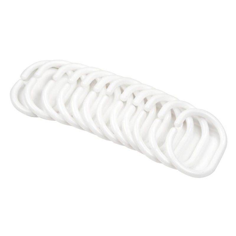12-Pack White Plastic Shower Curtain Rings