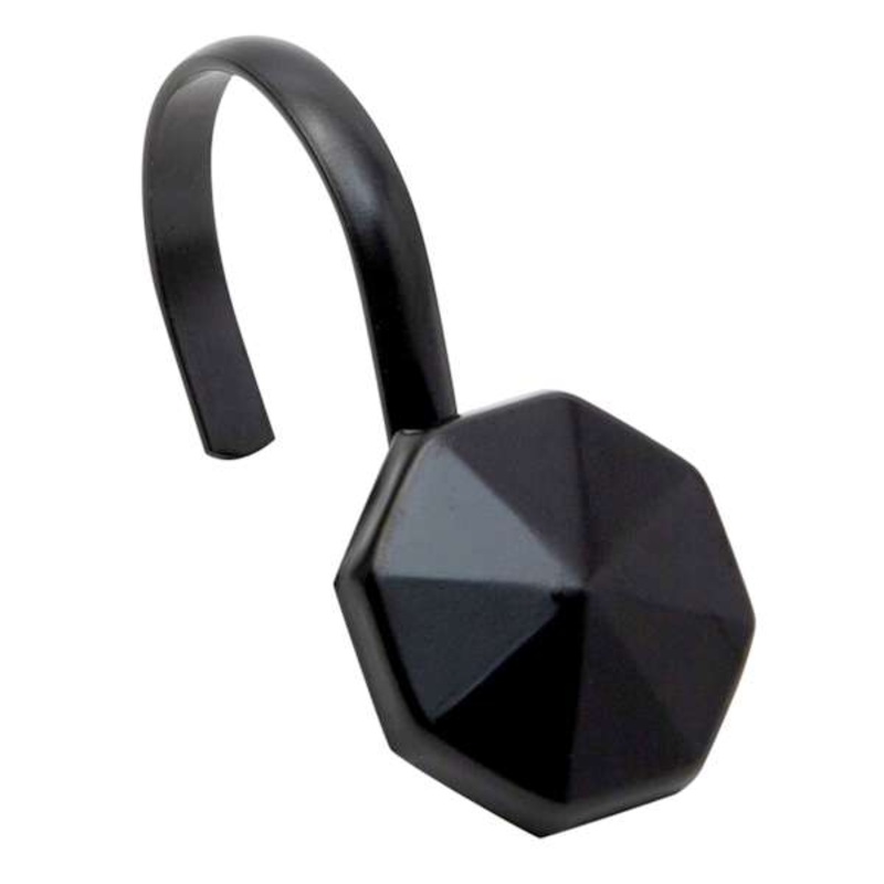 12-Piece Alta Black Shower Curtain Hooks