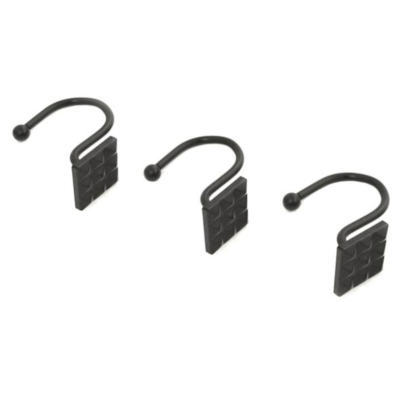 12-Piece Biker Matte Black S-Shaped Shower Curtain Hooks