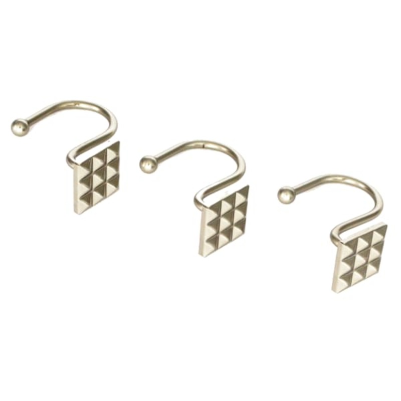 12-Piece Biker Satin Nickel S-Shaped Shower Curtain Hooks