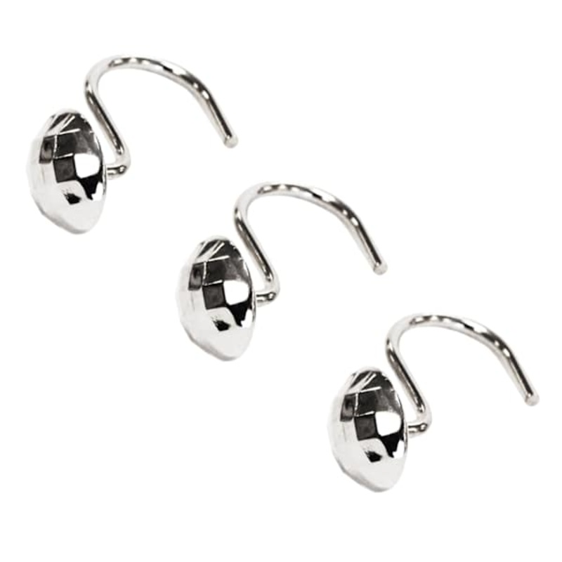 12-Piece Chrome Disco S-Shaped Shower Curtain Hooks