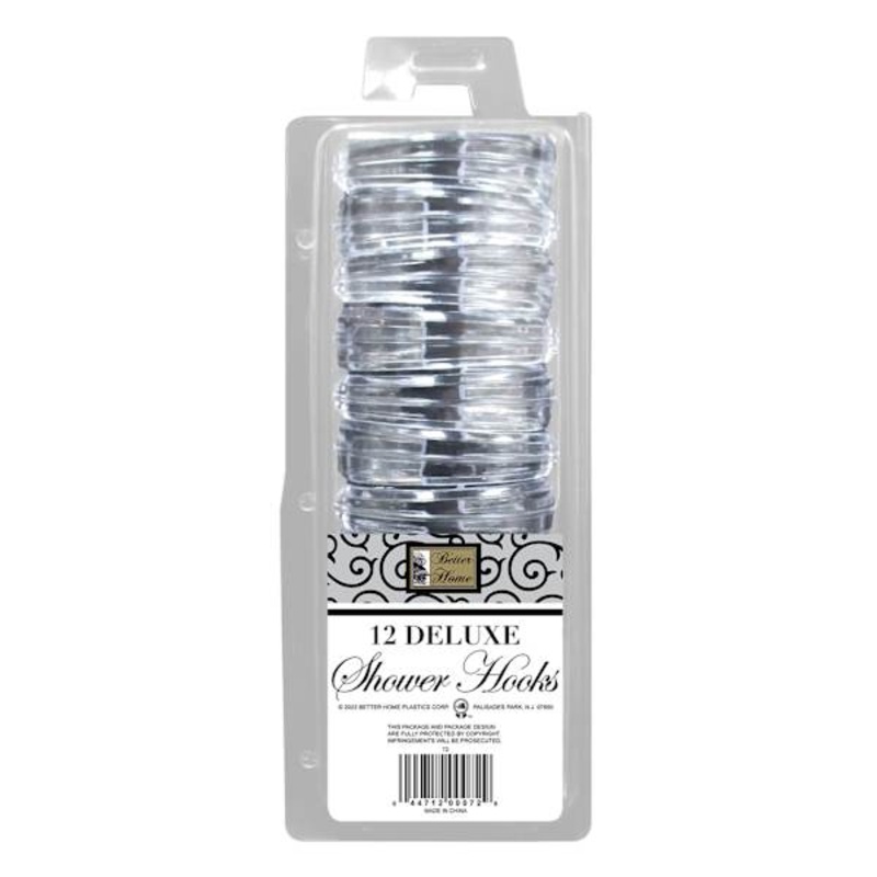 12-Piece Clear Plastic Shower Hooks