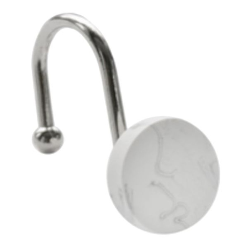 12-Piece Marbled Round Shower Curtain Hooks