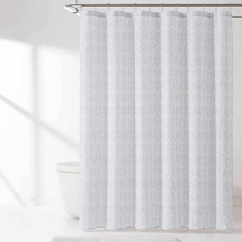 13-Piece Aster Geo Rain Washed Shower Curtain Set, 72″
