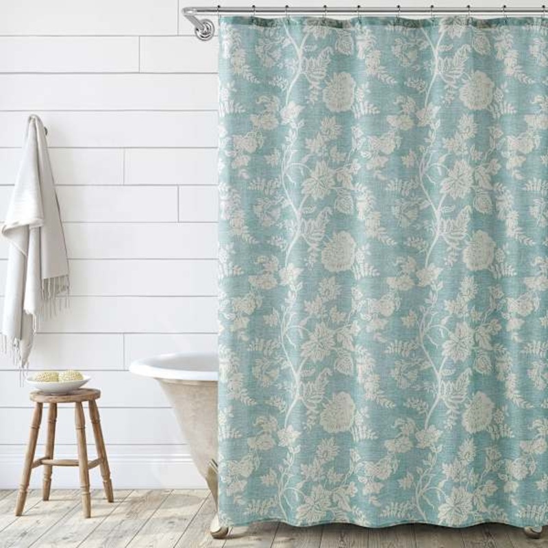 13-Piece Blue Floral Shower Curtain Set, 72″