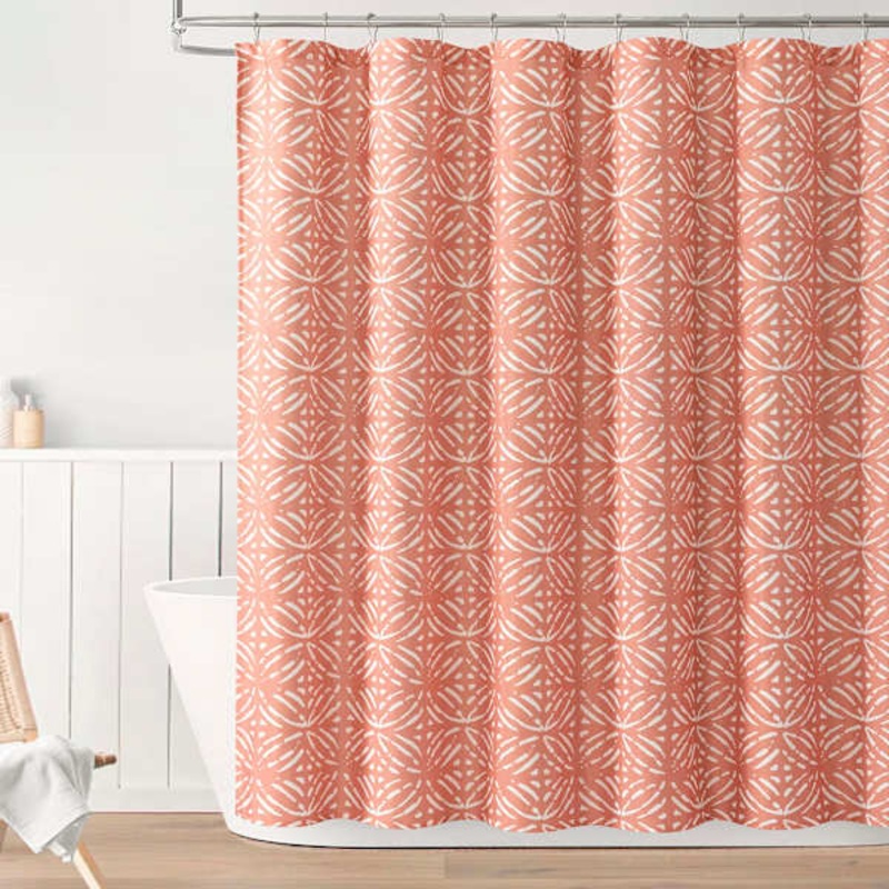 13-Piece Erindale Terracotta Geo Shower Curtain Set, 72″