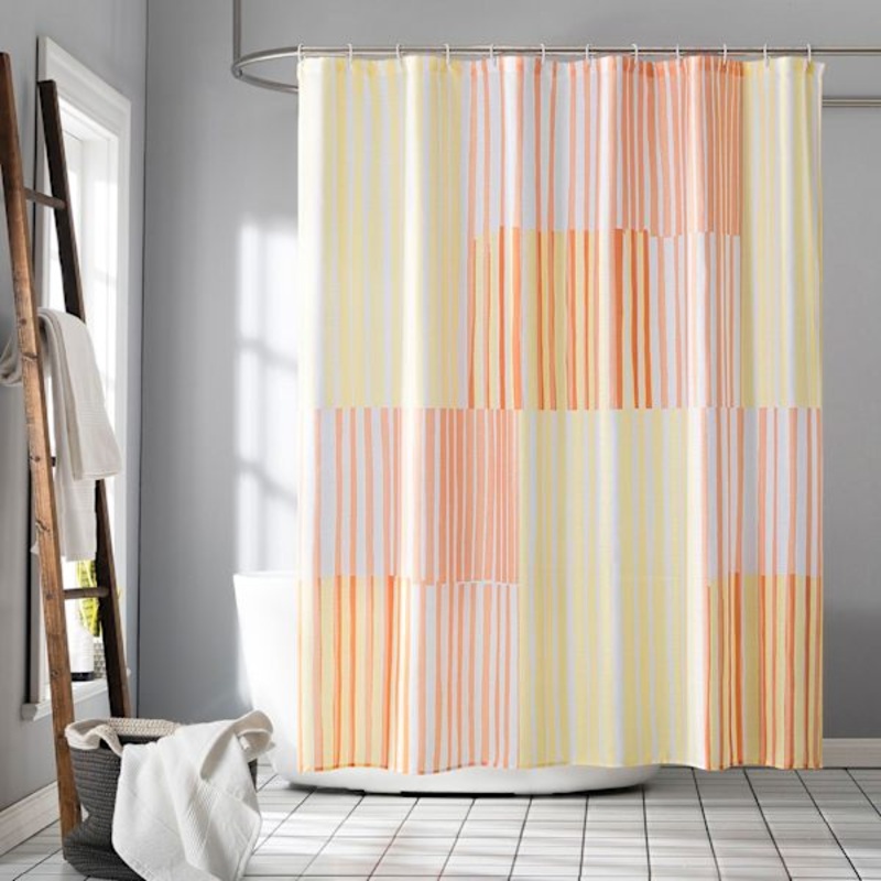 13-Piece Lane Yellow Multi Stripe Shower Curtain Set, 70×72
