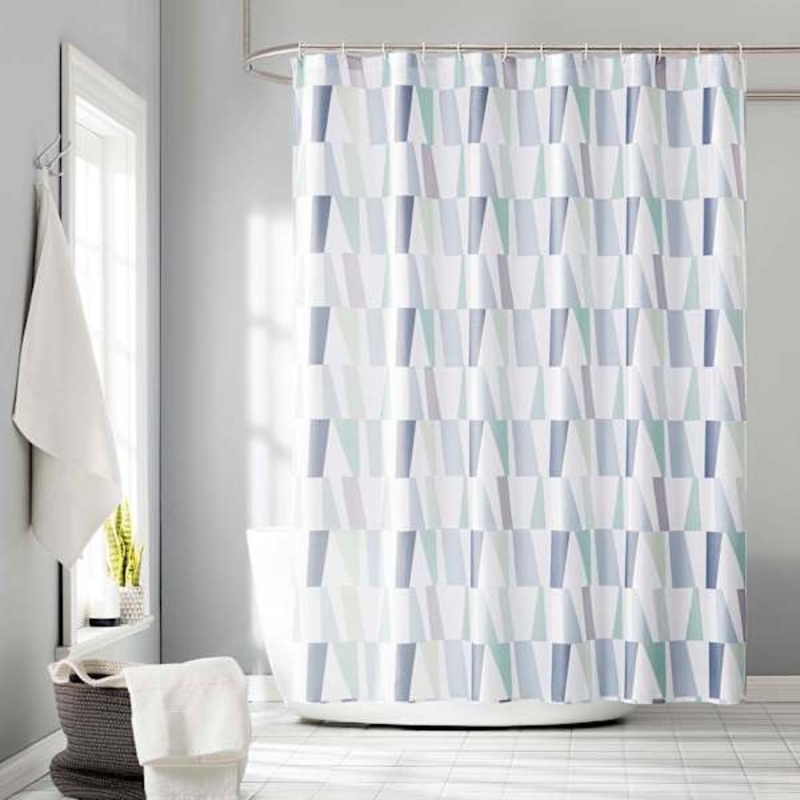 13-Piece Libra Chambray Geometric Shower Curtain Set, 70×72