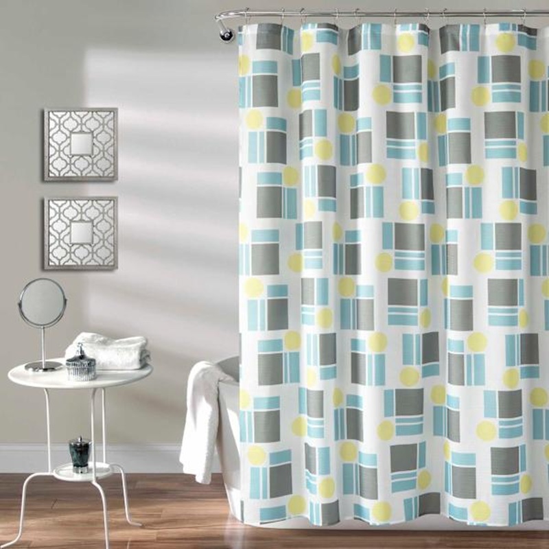 13-Piece Multicolor Geo Shower Curtain Set, 72″