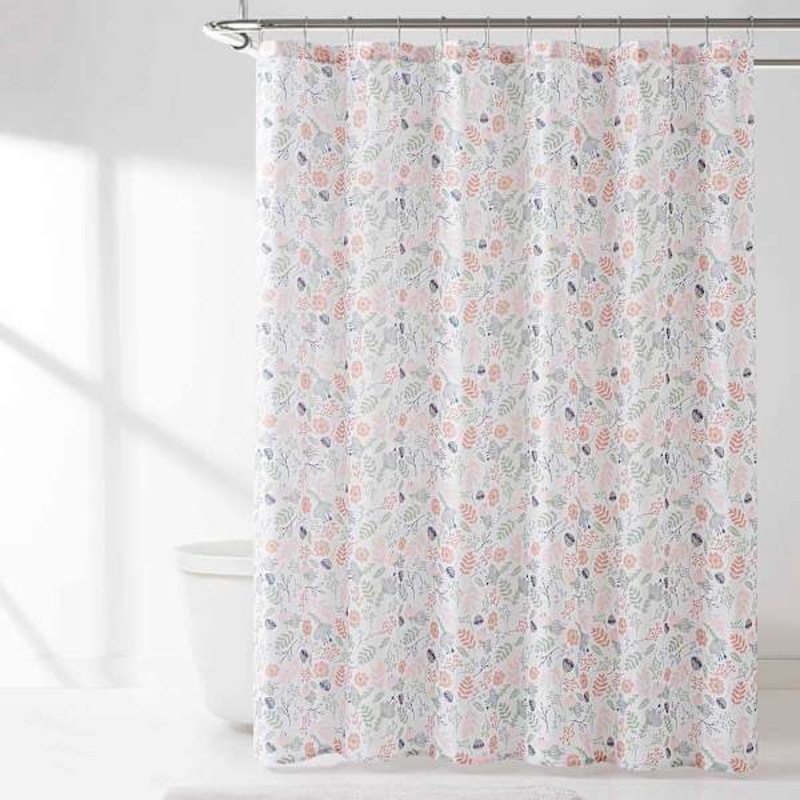 13-Piece Simple Floral Print Shower Curtain Set, 72″
