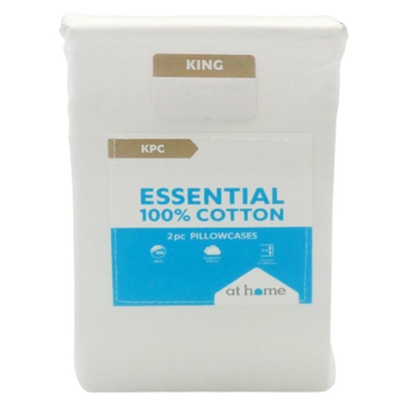 2-Pack White 200 Thread Count Brushed Cotton Pillowcase Set, King