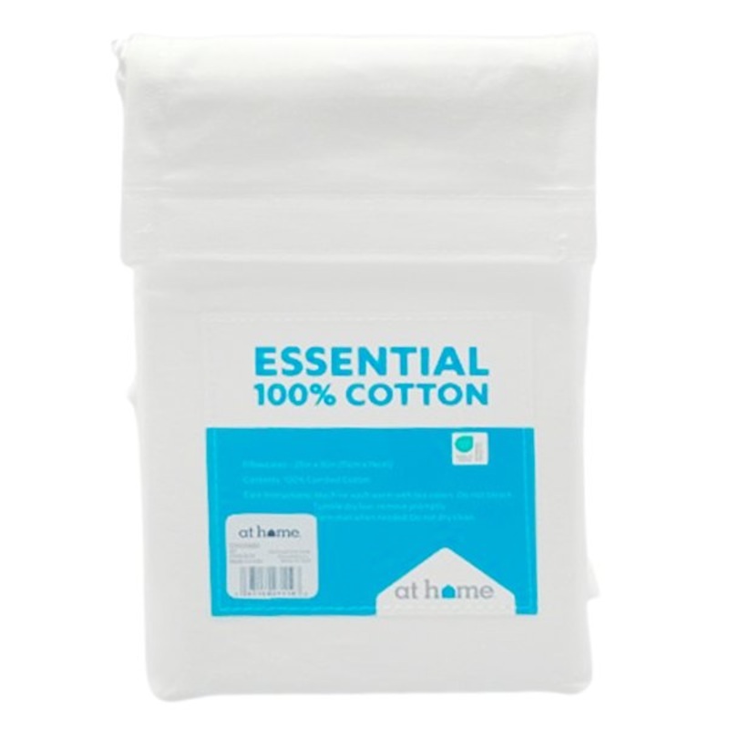 2-Pack White 200 Thread Count Brushed Cotton Pillowcase Set, Standard