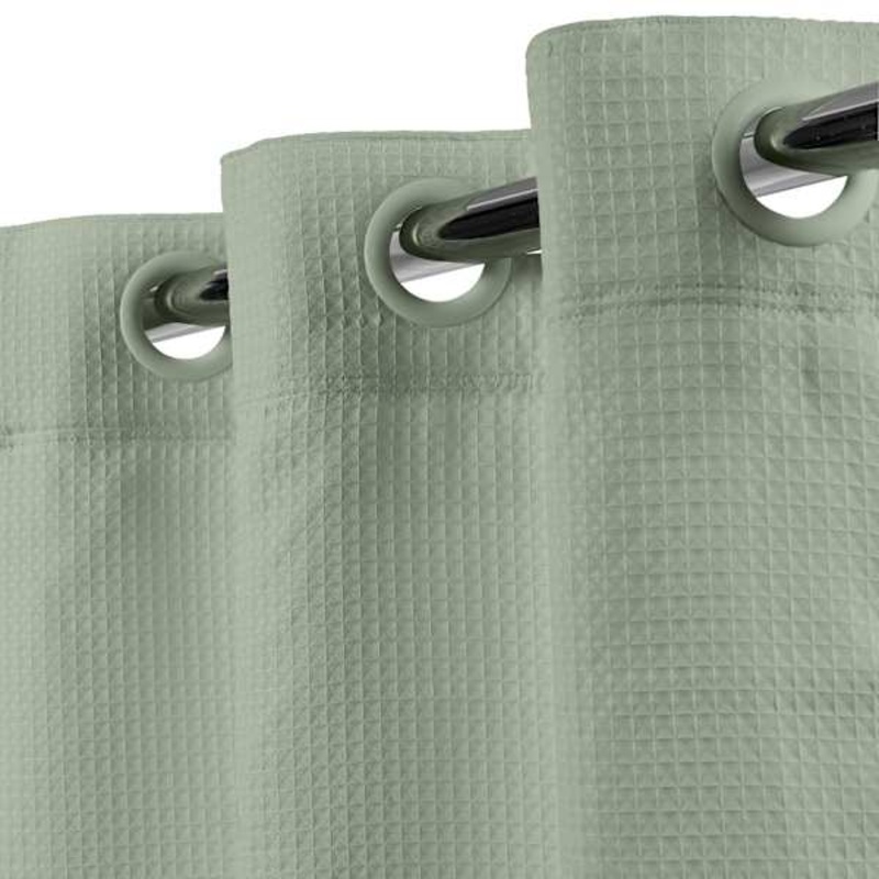 Sage Hookless Waffle Solid Shower Curtain, 74″