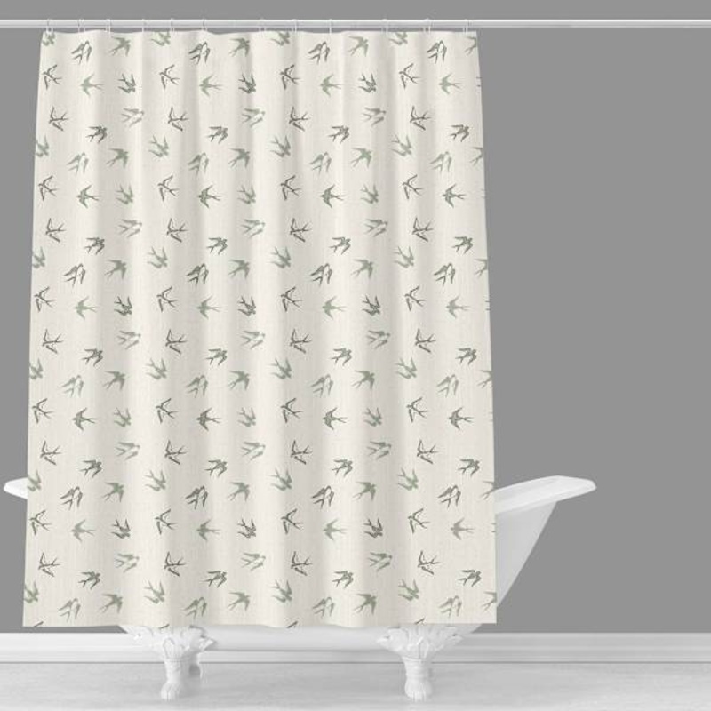 Sage Swallows Printed Shower Curtain, 72″
