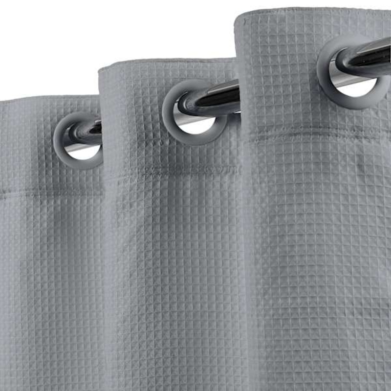 Stone Hookless Waffle Solid Shower Curtain, 74″