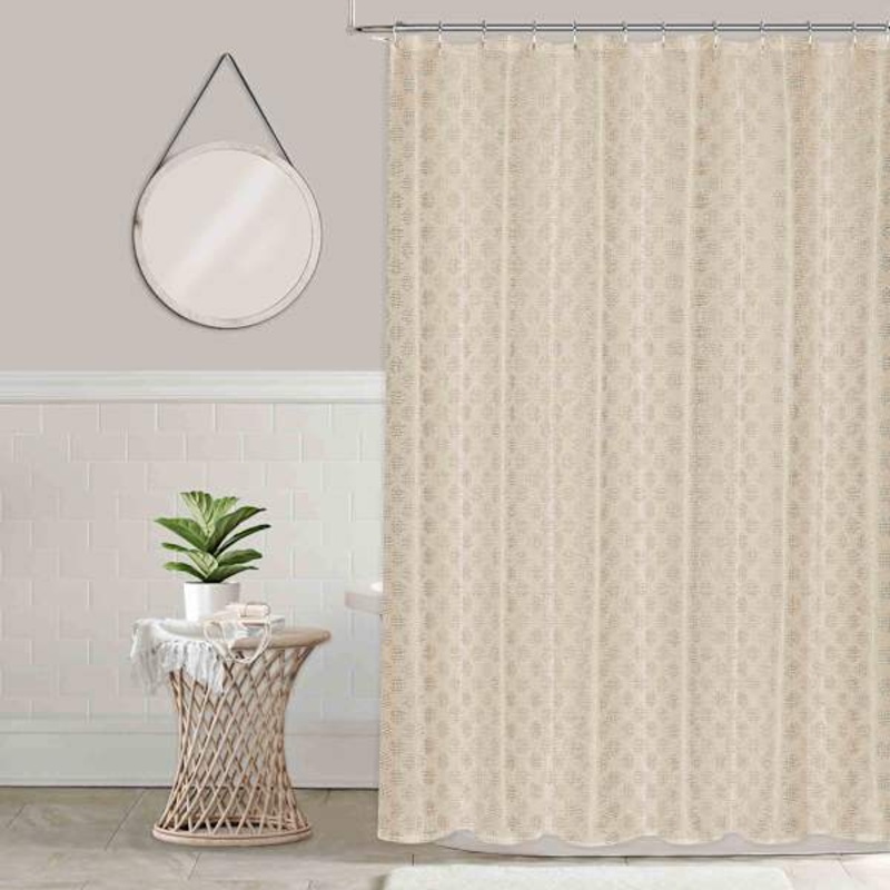 Tan Scattered Pebble Textured Shower Curtain, 72″