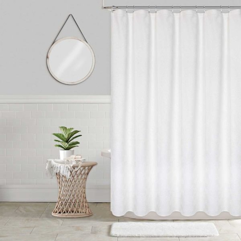 Tilly White Diamond Embossed Shower Curtain, 72″