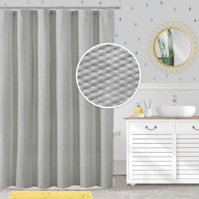 Tiny Dreamers Grey Belmont Embossed Shower Curtain, 72″