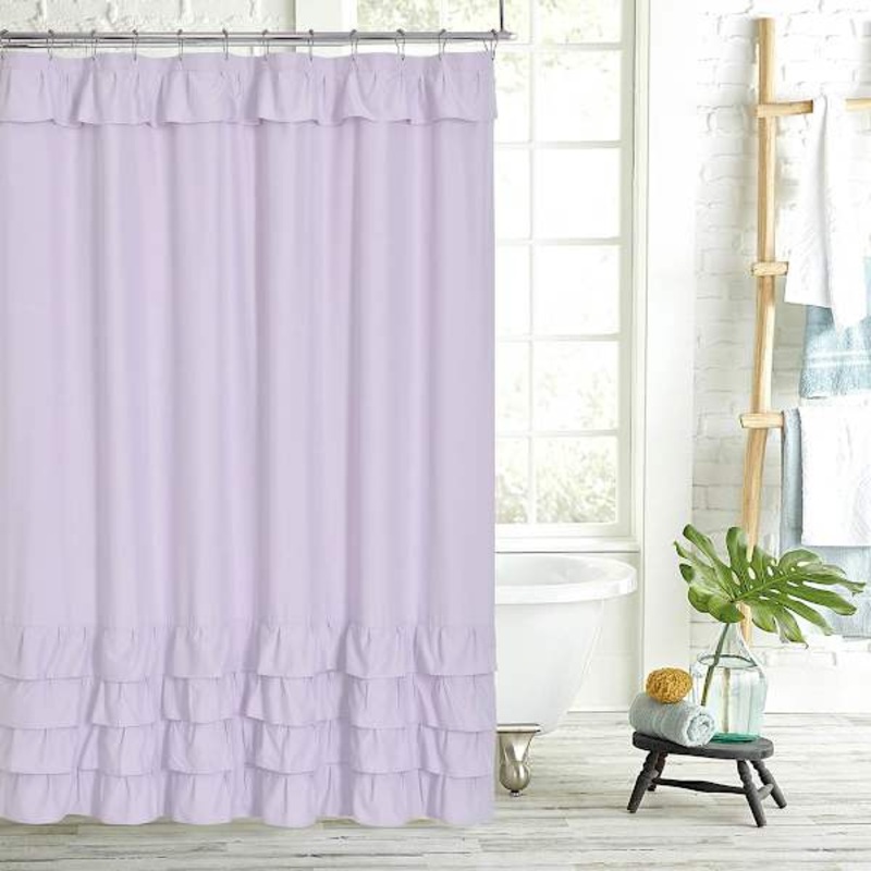 Tiny Dreamers Treats & Tiaras Purple Ruffle Shower Curtain, 72″
