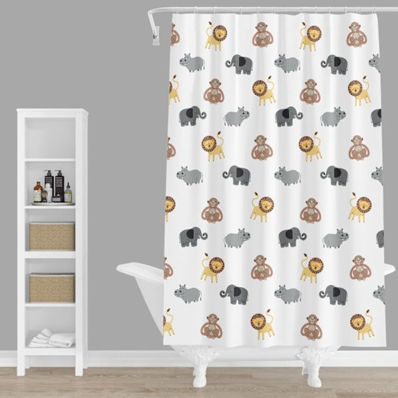 Tiny Dreamers Zoo Animals Printed Shower Curtain, 72″