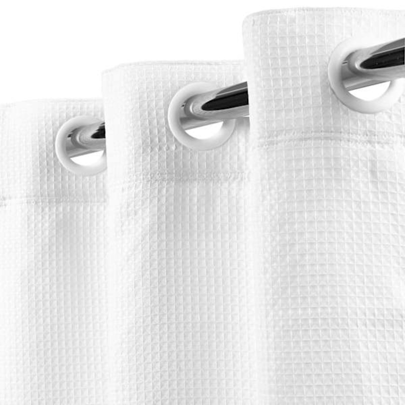 White Hookless Waffle Solid Shower Curtain, 74″