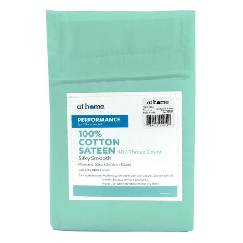 2-Piece Aqua 400 Thread Count Cotton Performance Pillowcase Set, King