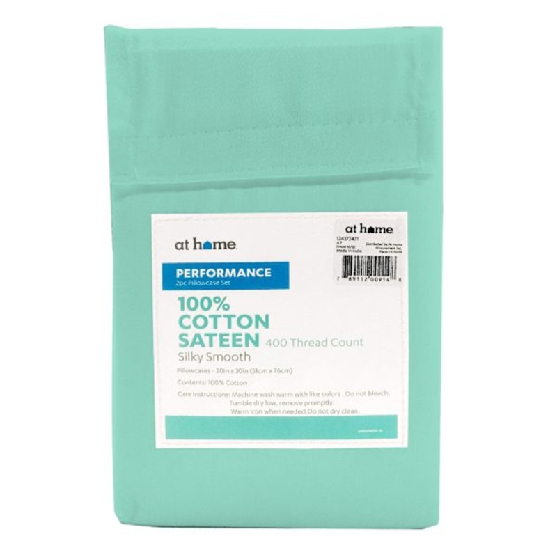 2-Piece Aqua 400 Thread Count Cotton Performance Pillowcase Set, Standard