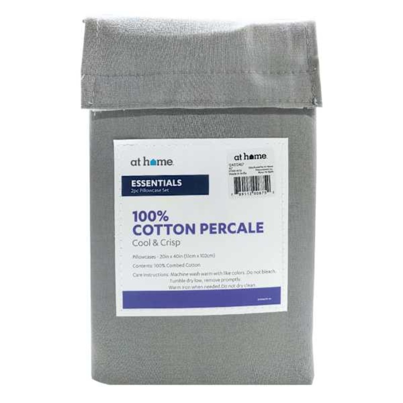 2-Piece Dark Grey 200 Thread Count Essentials Pillowcase Set, King