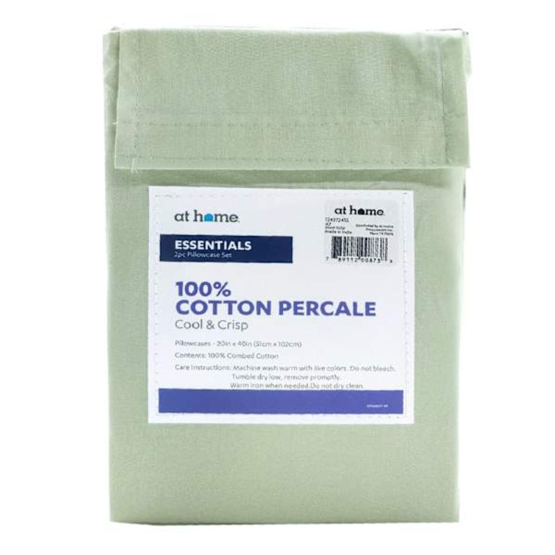 2-Piece Green 200 Thread Count Essentials Pillowcase Set, King